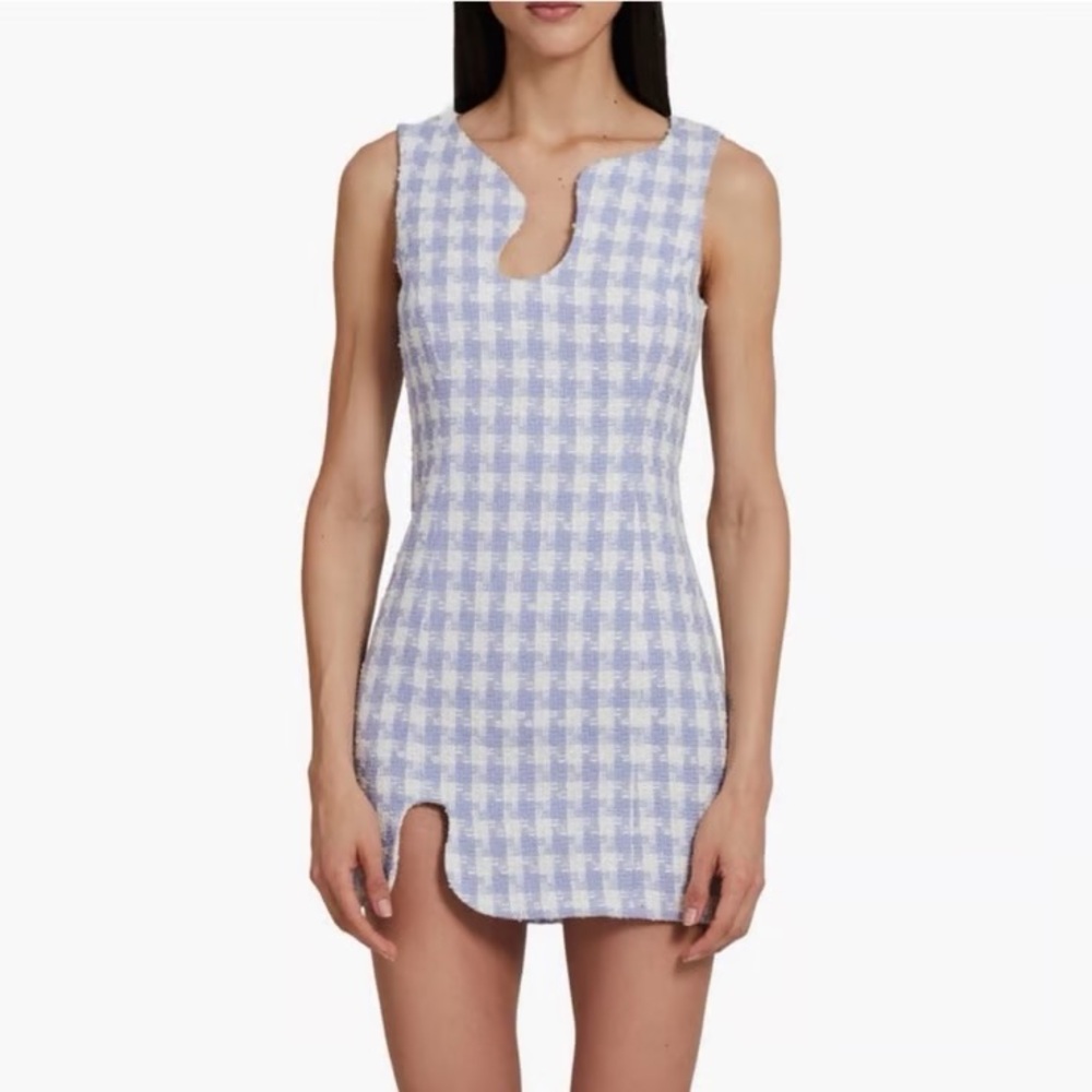 Amanda Uprichard Blue and White Checkered Puzzle Dress